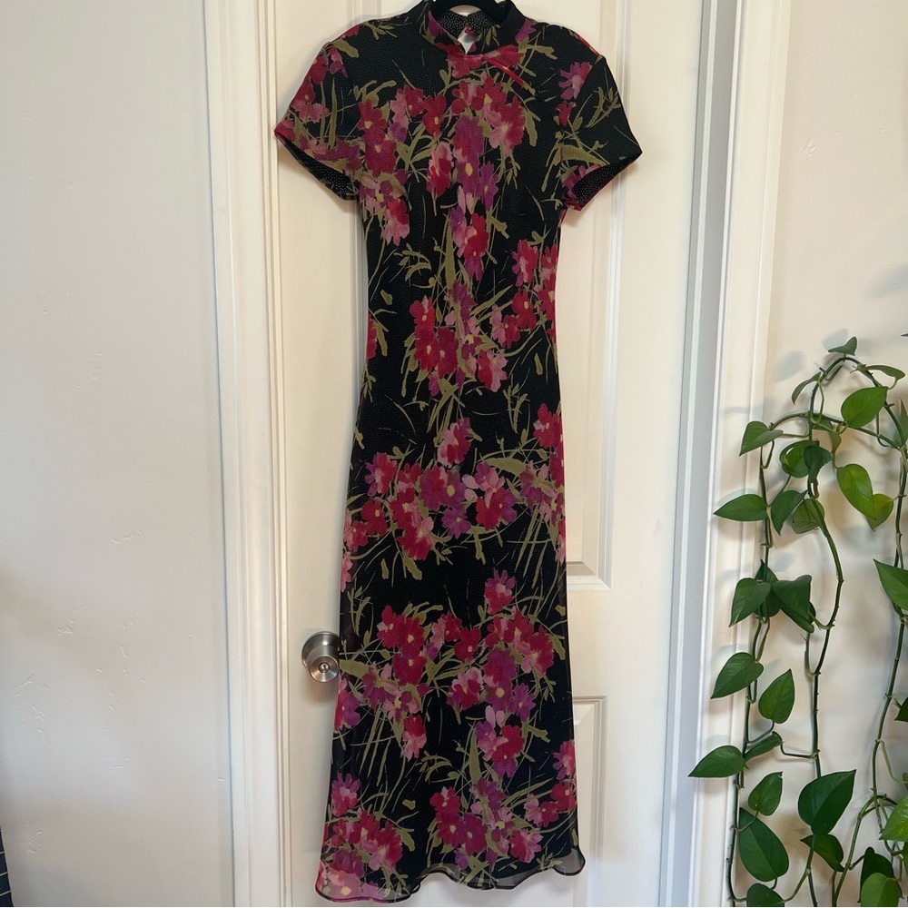 Asian Inspired Long Floral Dress